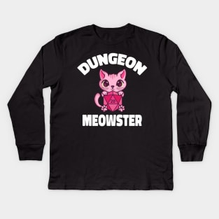 Dungeon Meowster Cat Tabletop Polyhedral Kids Long Sleeve T-Shirt